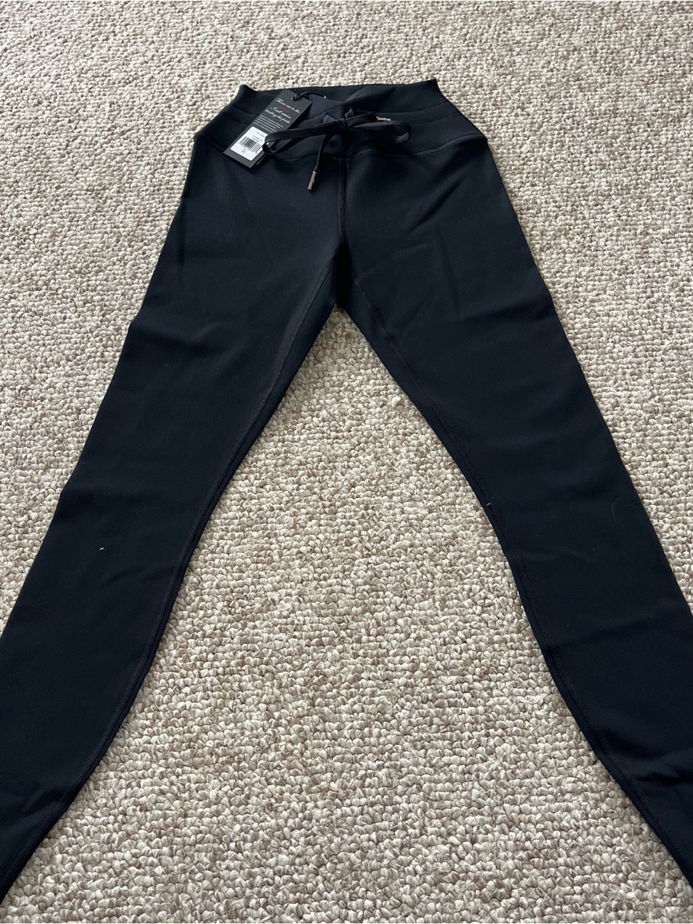 Black Drawstring Waist Active Leggings